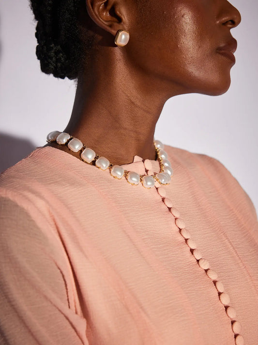 Fashion Stylish Beaded Necklace Earrings Set
