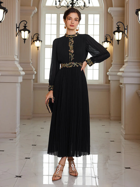 Fitted Waist Beaded Midi Dress