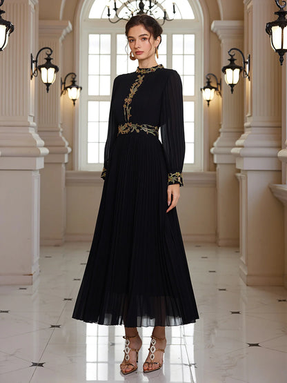 Fitted Waist Beaded Midi Dress
