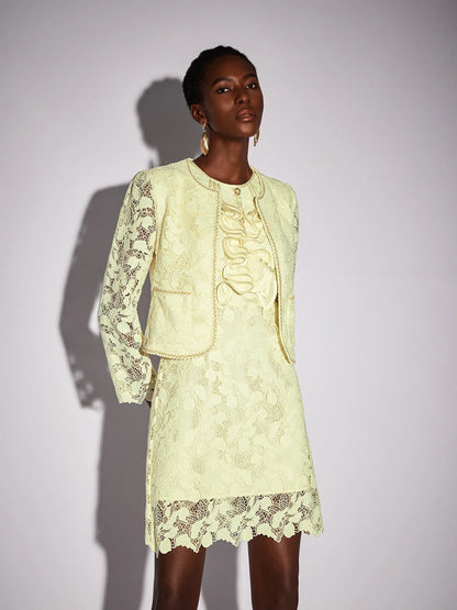 Floral Hollow-Out Two-Piece Outfit with Cover-Up