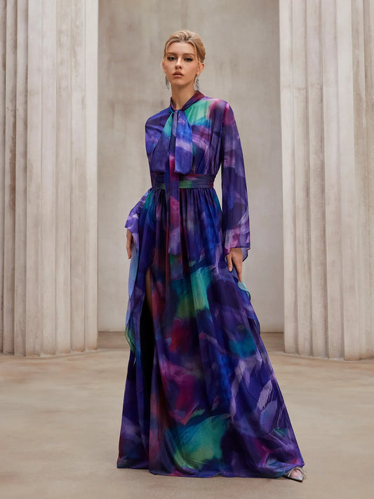 Fluid Flutter-Sleeve Resort Maxi Dress