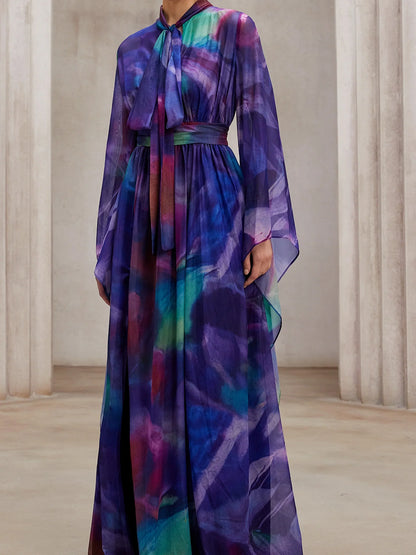 Fluid Flutter-Sleeve Resort Maxi Dress
