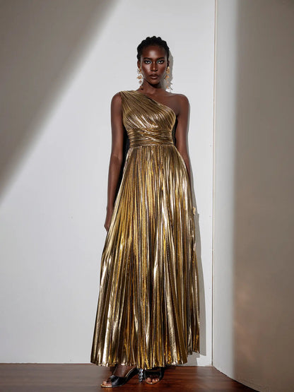 Glamorous Cape Shoulder Ruched Maxi Dress