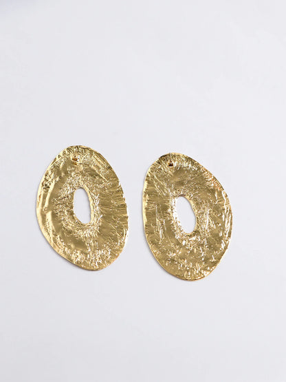 Gold Oval Hollow Earrings