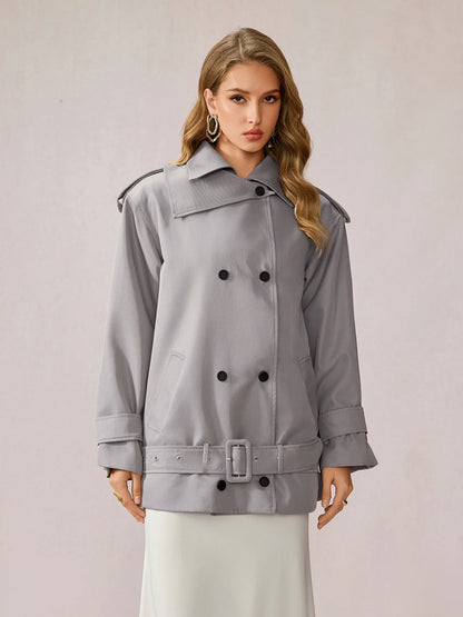 Gray Utility-Inspired Commuting Coat