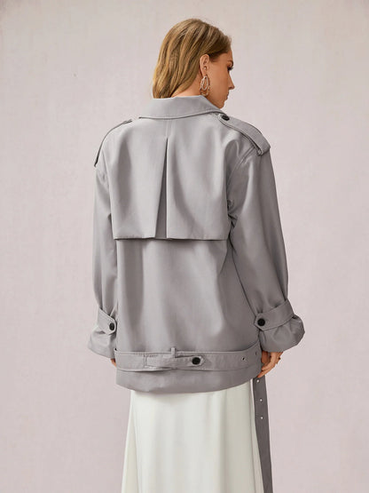 Gray Utility-Inspired Commuting Coat