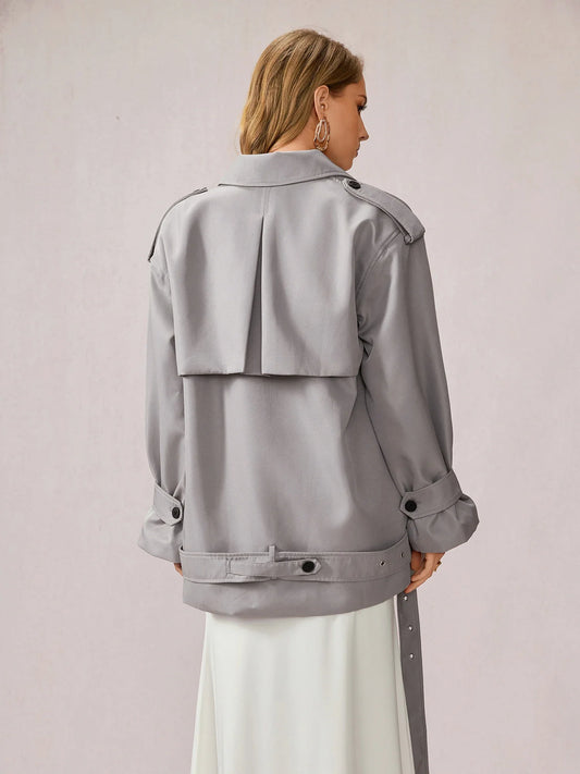 Gray Utility-Inspired Commuting Coat
