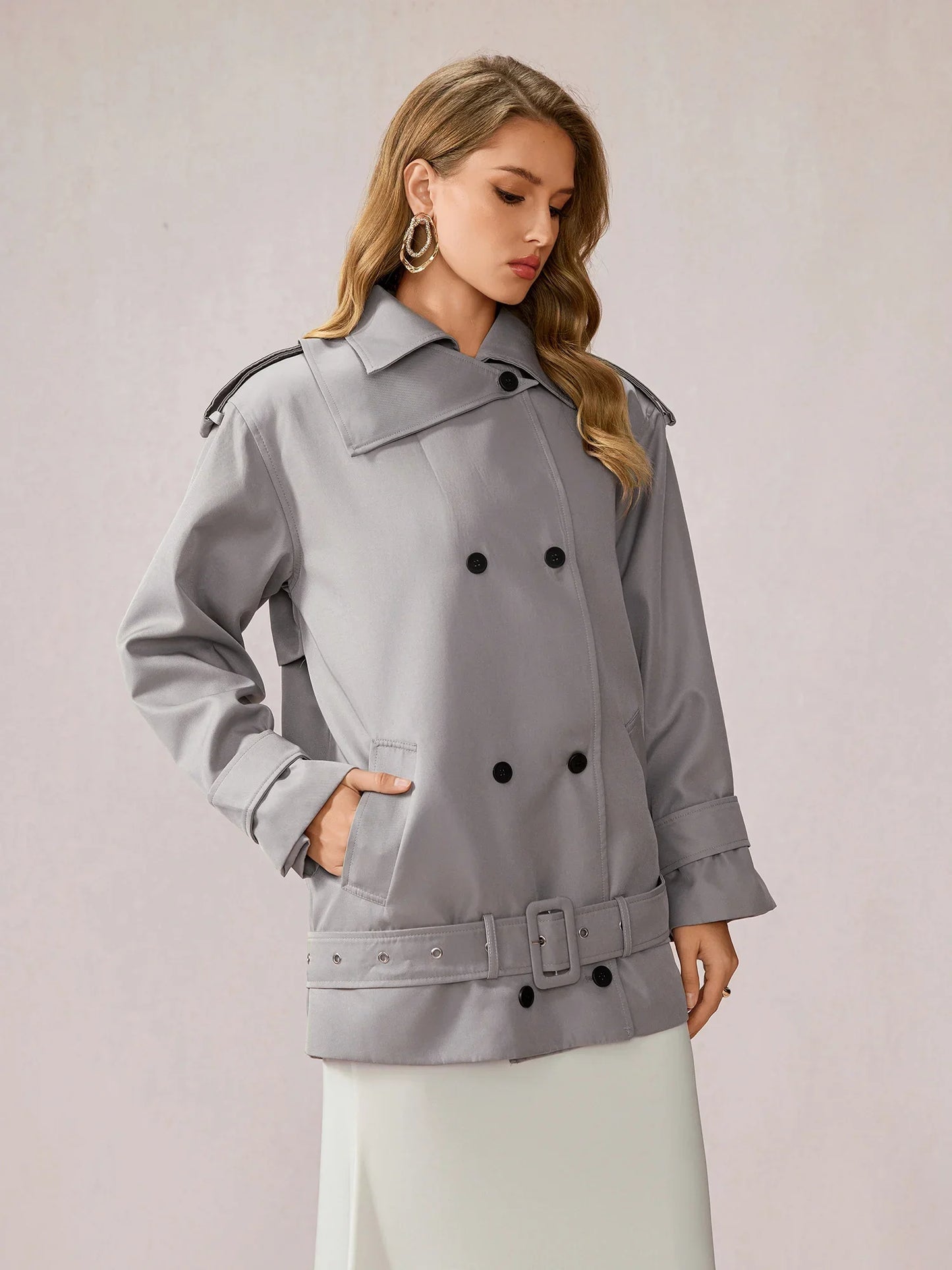 Gray Utility-Inspired Commuting Coat