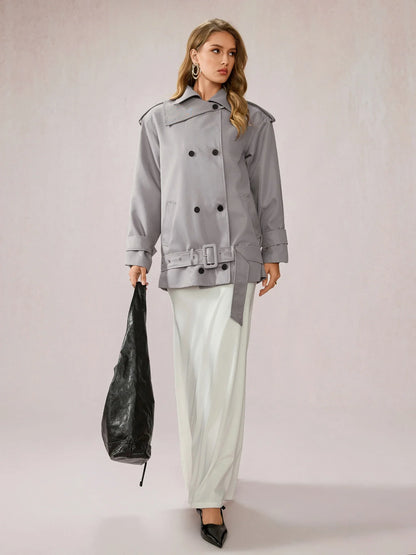 Gray Utility-Inspired Commuting Coat