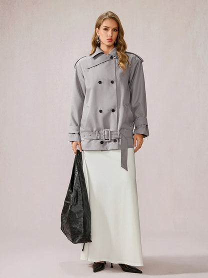 Gray Utility-Inspired Commuting Coat