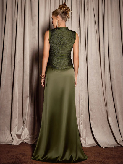 Green Vintage Tassel Evening Two Piece Set