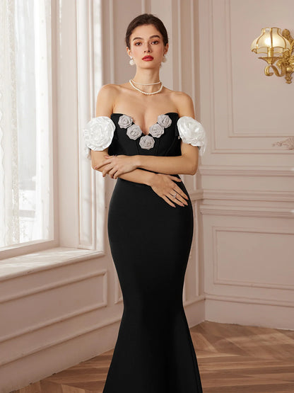 Haute Ribbon-Corset White Bloom Maxi Dress