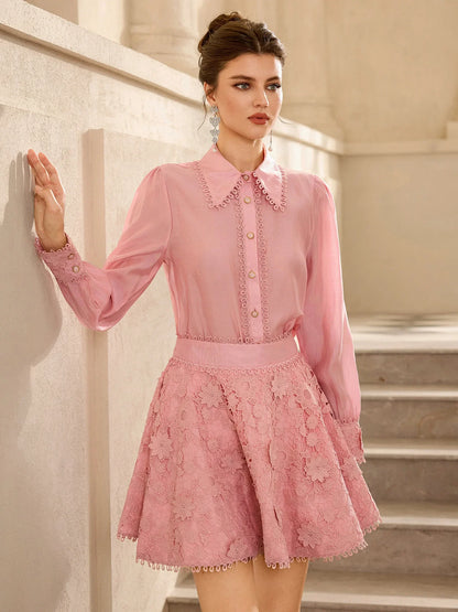 Pink Lace Collared Mini Set