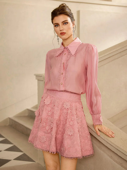 Pink Lace Collared Mini Set