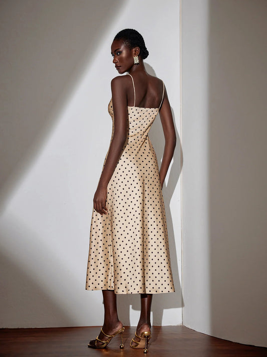 Polka Dot Lace Midi Dress with Blazer Set