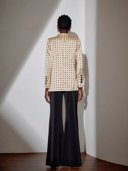 Polka Dot Work Blazer Double-Breasted Elegant Jacket