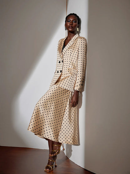 Polka Dot Work Blazer Double-Breasted Elegant Jacket