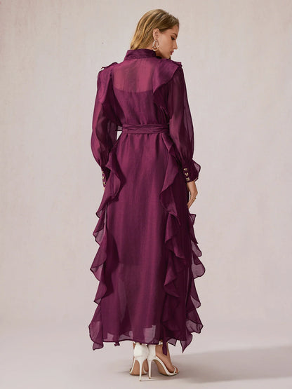 Purple Ruffle Midi Dress