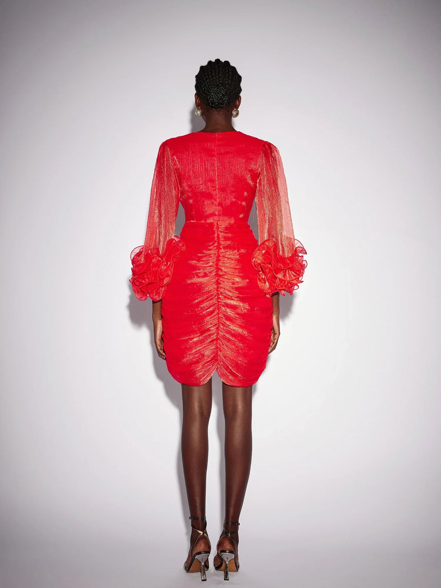 Ruched Mesh Bodycon Mini Dress