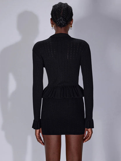 Ruffle Cutout Button Two Piece Dress