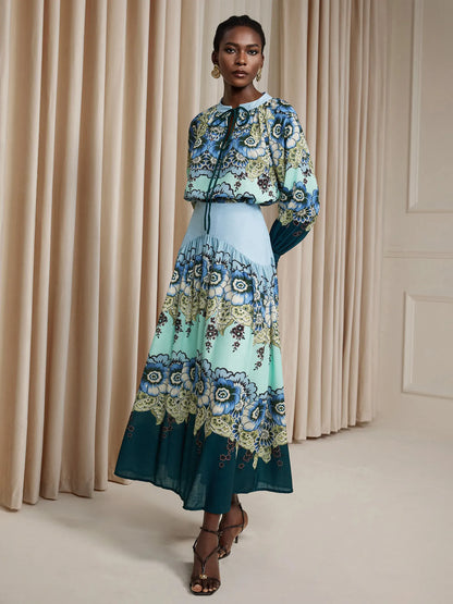 Ruffle Printed High-Waist Two-Piece Set