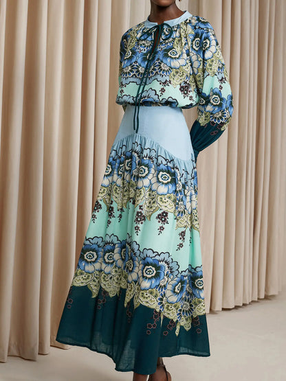 Ruffle Printed High-Waist Two-Piece Set