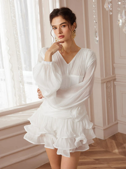 White Satin Internal-Corset Mini Dress