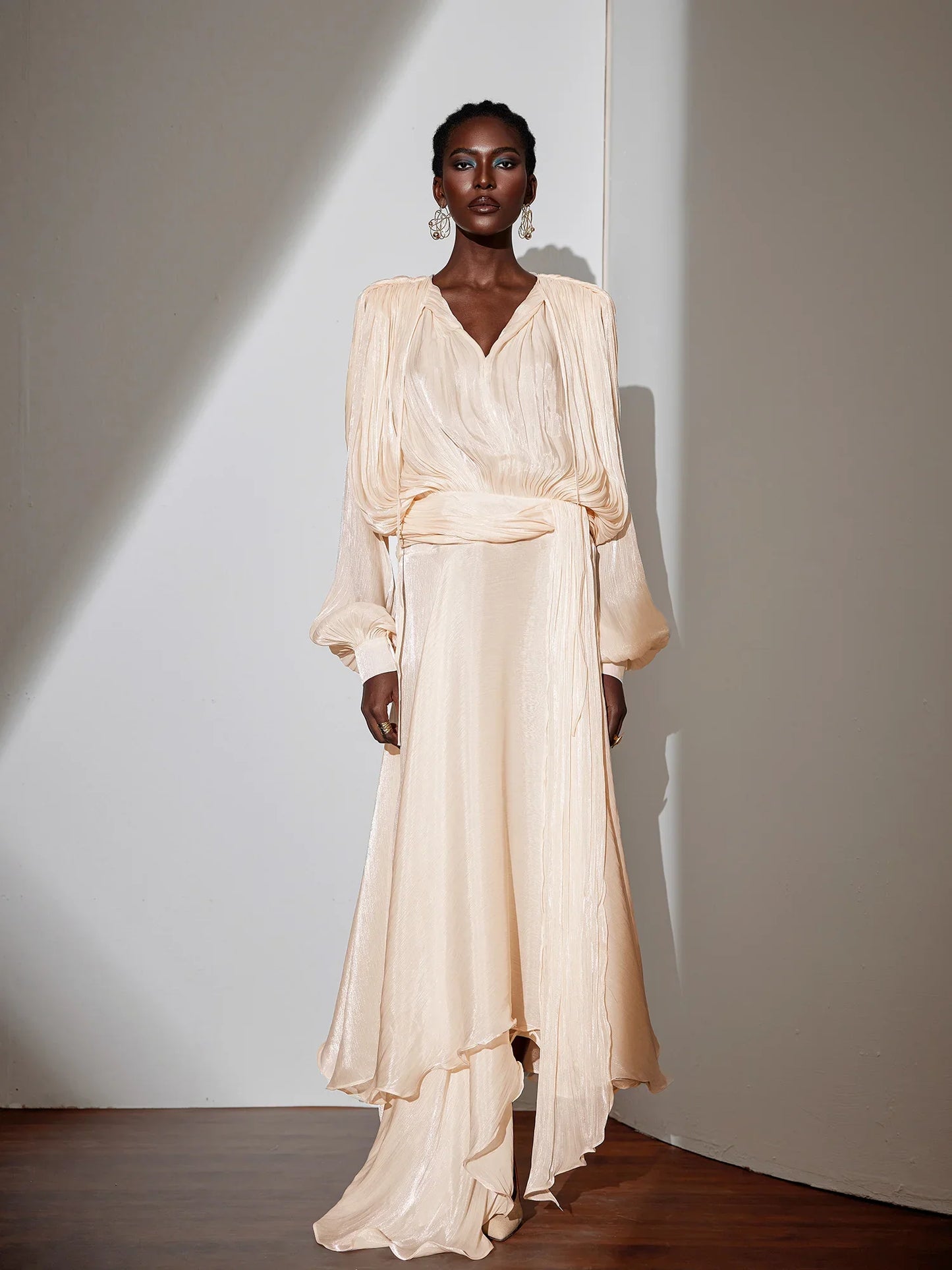 Satin Tie-Strap Maxi Dress