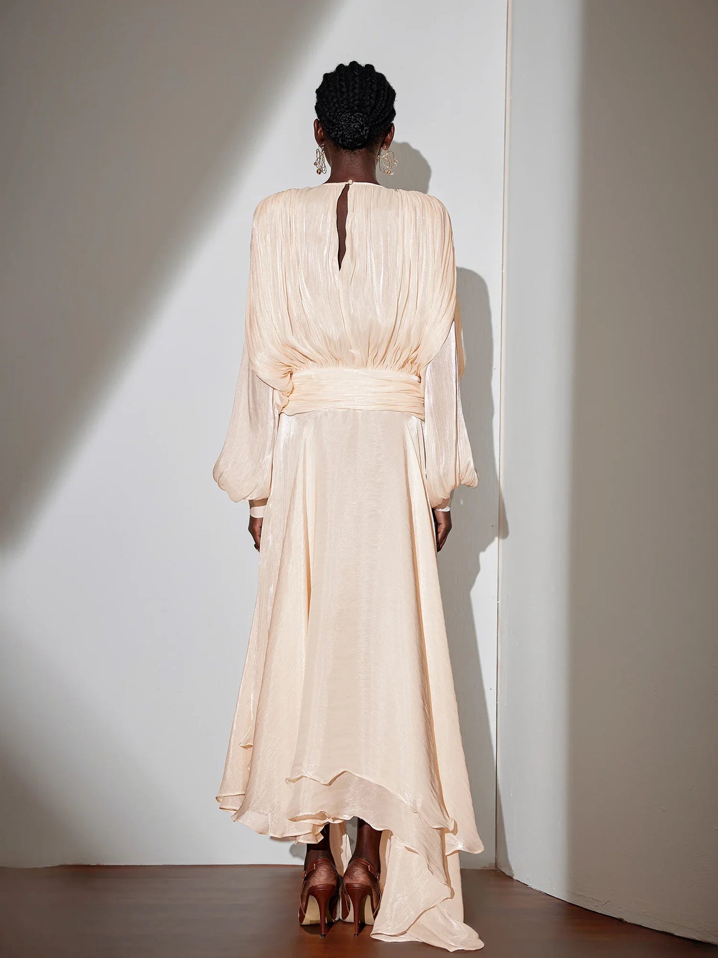 Satin Tie-Strap Maxi Dress