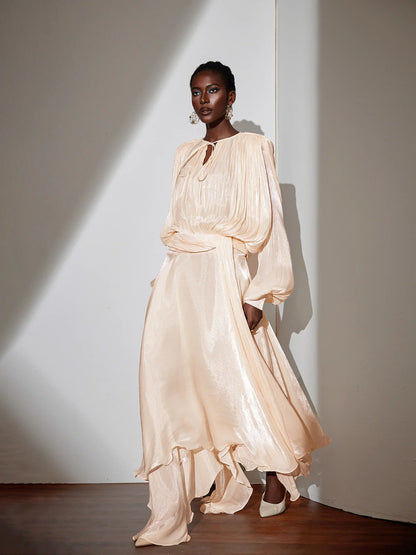 Satin Tie-Strap Maxi Dress