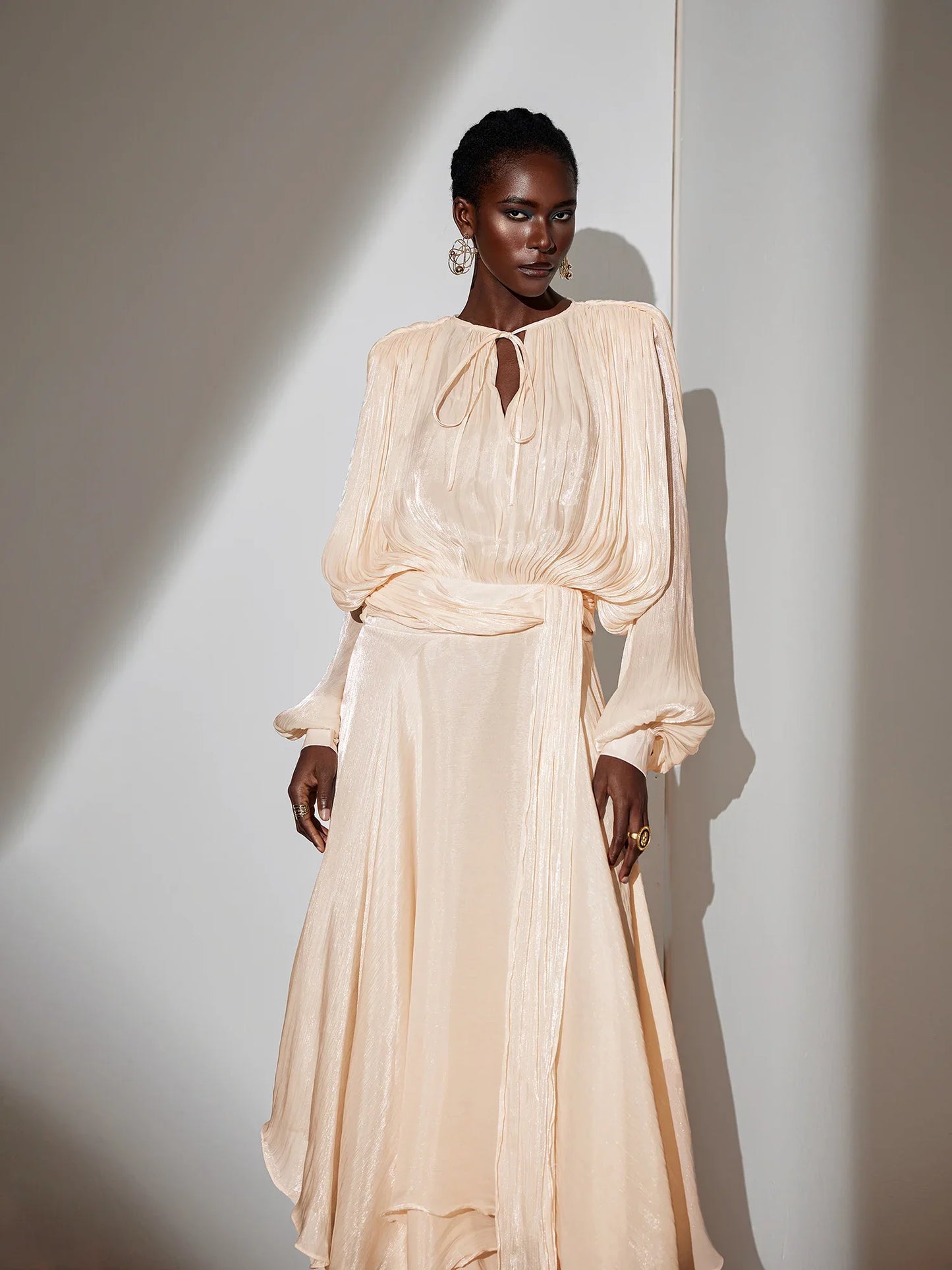 Satin Tie-Strap Maxi Dress