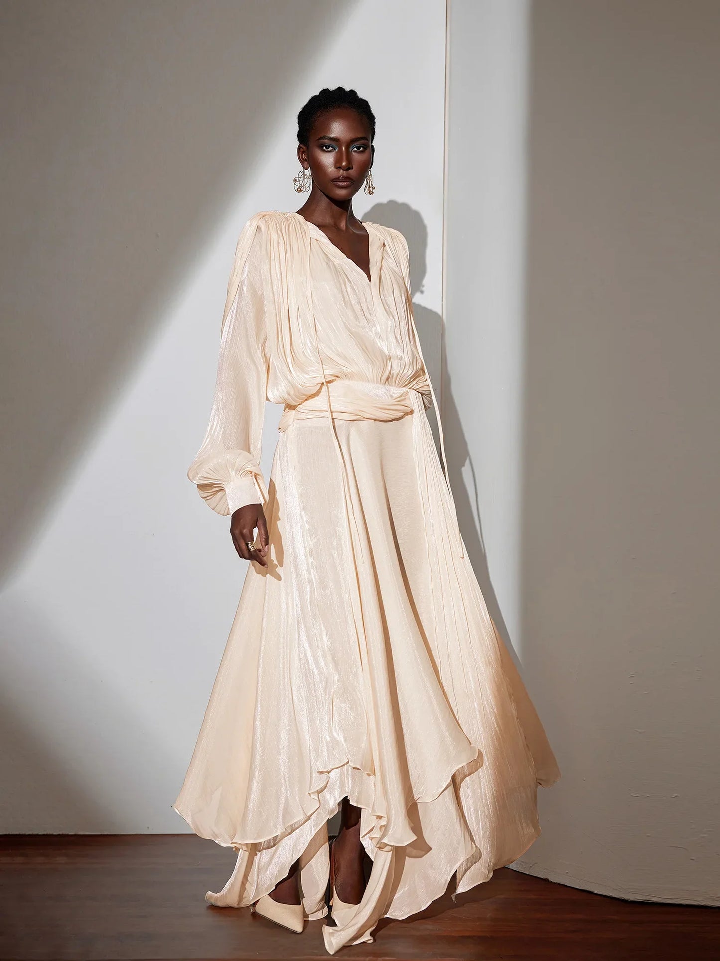 Satin Tie-Strap Maxi Dress