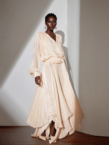 Satin Tie-Strap Maxi Dress