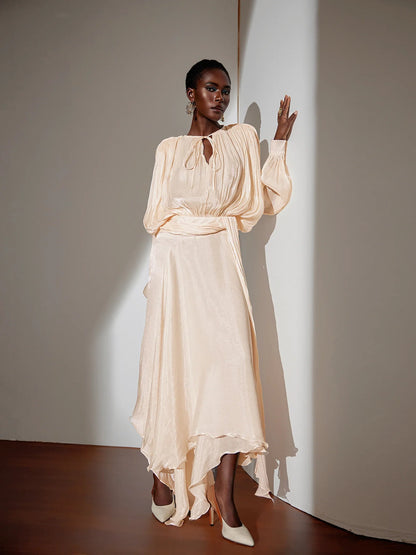 Satin Tie-Strap Maxi Dress