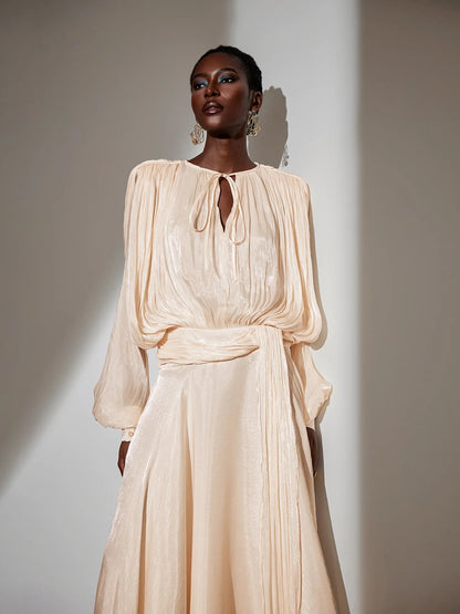 Satin Tie-Strap Maxi Dress