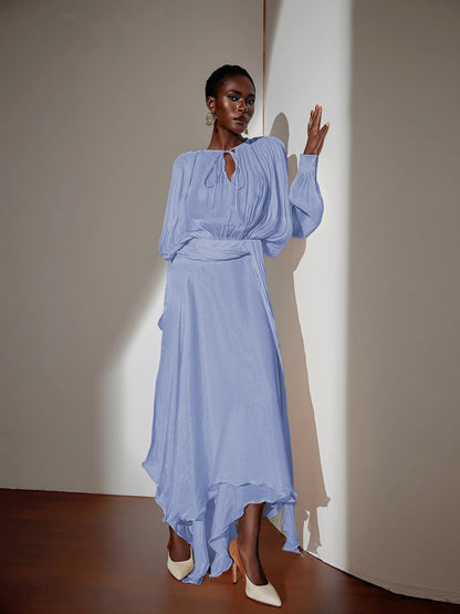 Satin Tie-Strap Maxi Dress