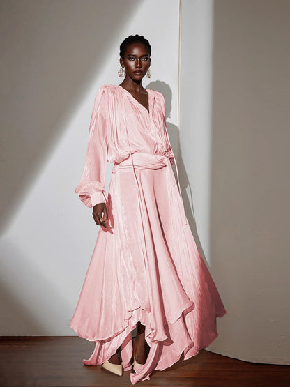 Satin Tie-Strap Maxi Dress