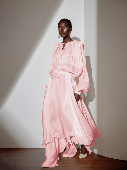 Satin Tie-Strap Maxi Dress