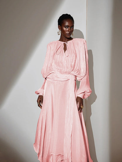 Satin Tie-Strap Maxi Dress