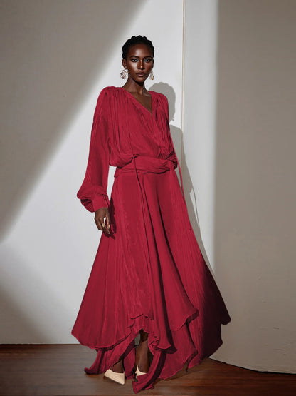 Brown Satin Tie-Strap Maxi Dress