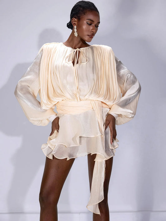 Satin Tie-Strap Mini Dress