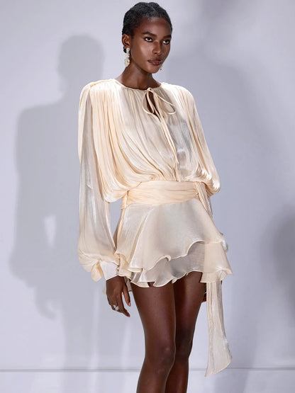 Satin Tie-Strap Mini Dress