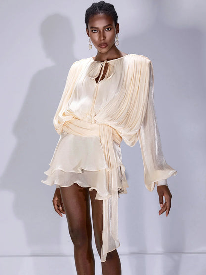 Satin Tie-Strap Mini Dress