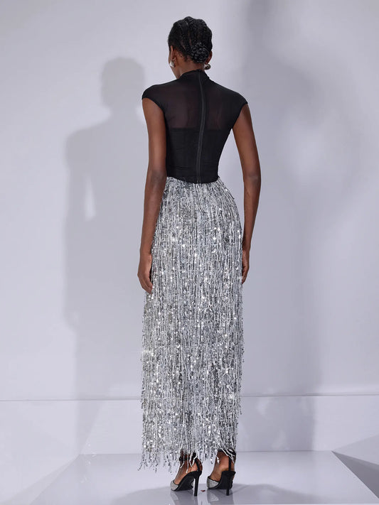Sequin Tassel Vest Two Set
