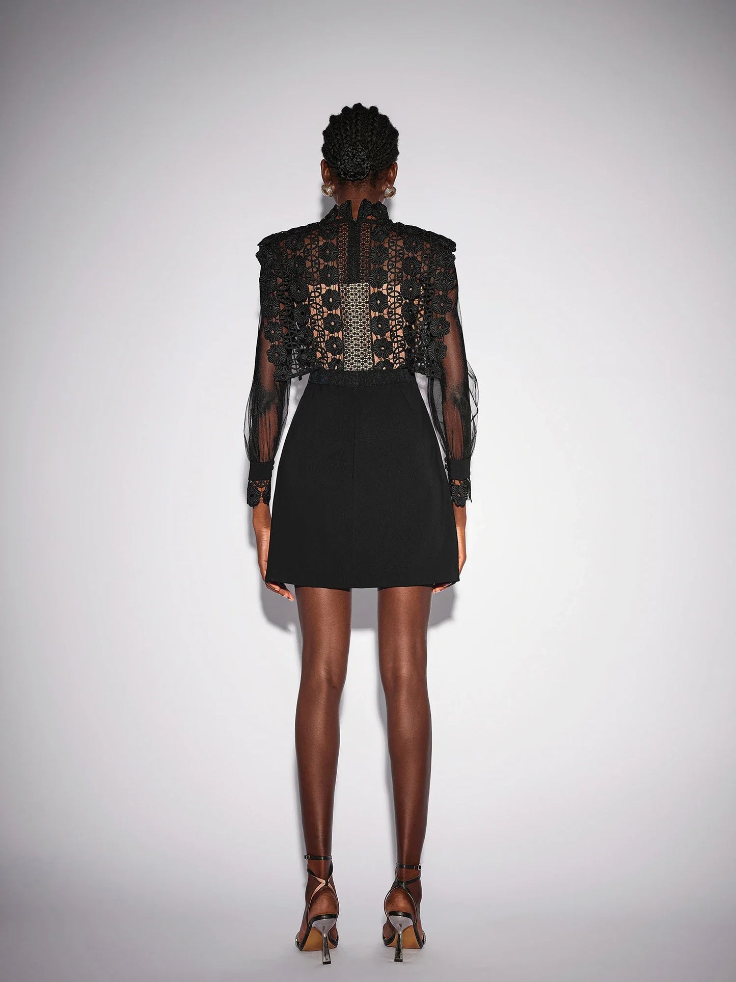 Sheer Floral Mesh Mini Dress
