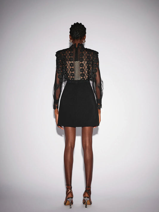 Sheer Floral Mesh Mini Dress