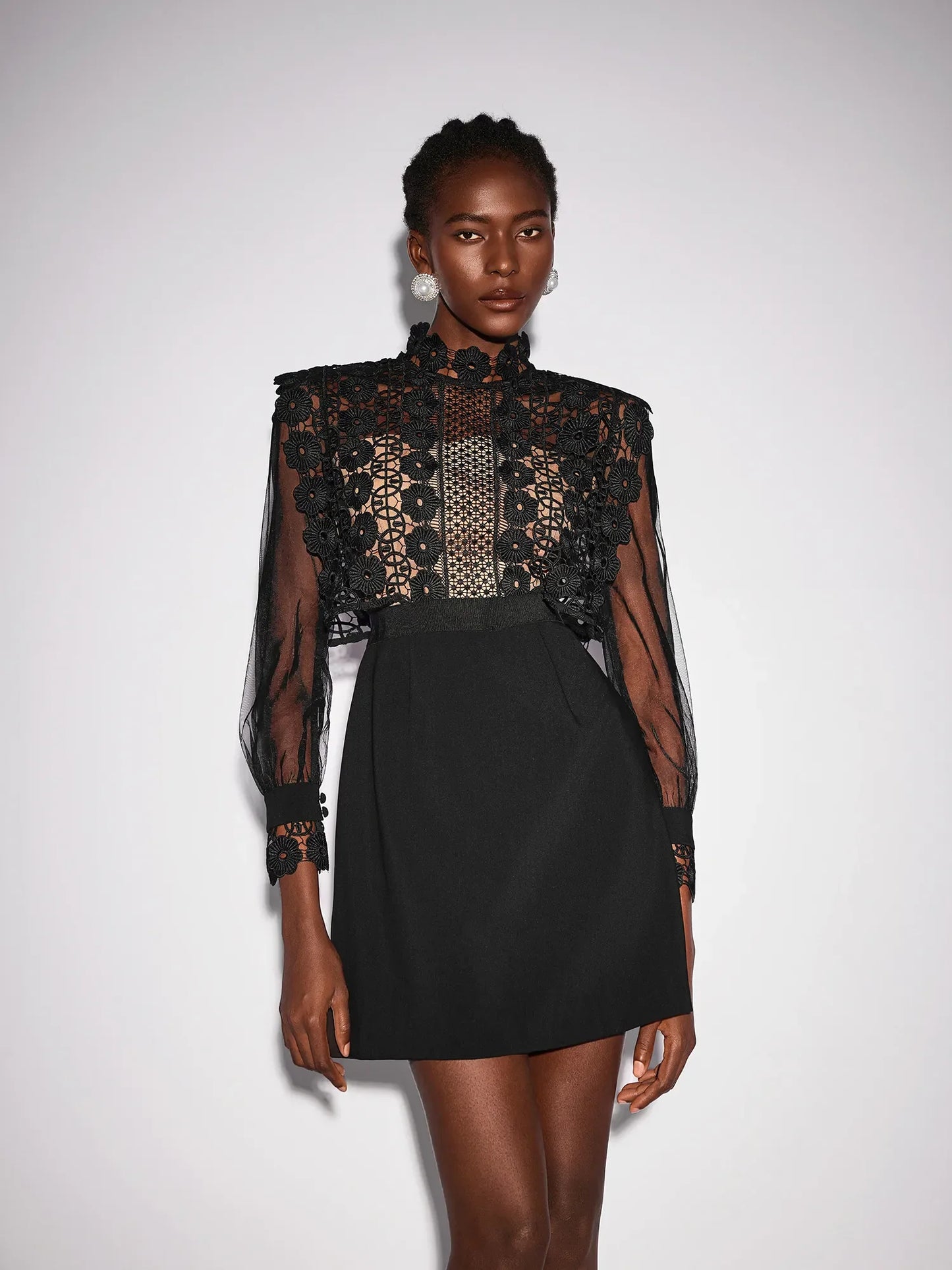 Sheer Floral Mesh Mini Dress