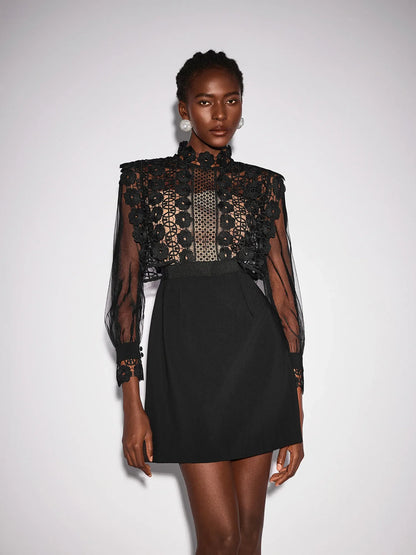 Sheer Floral Mesh Mini Dress