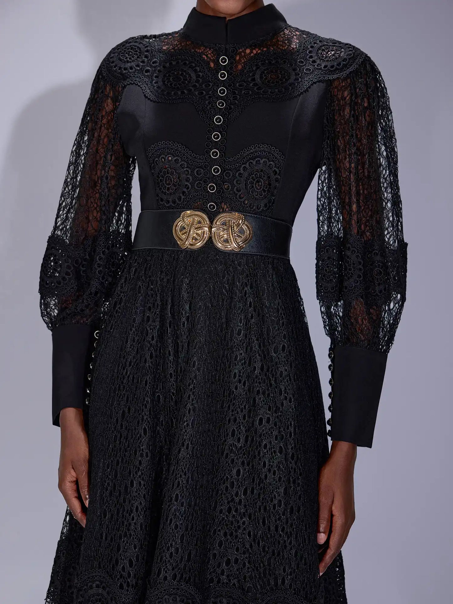 Sheer Mesh High-Neck Elegant Maxi Dress