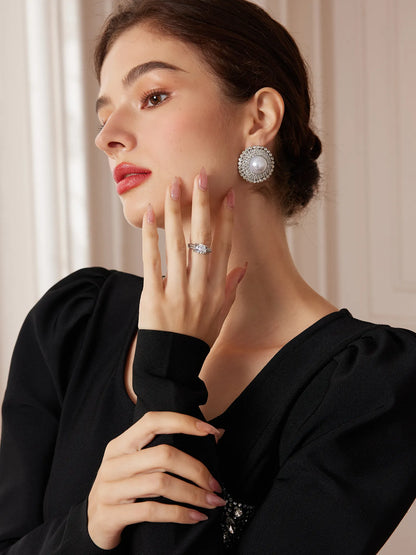 Silver Large Diamond Ring